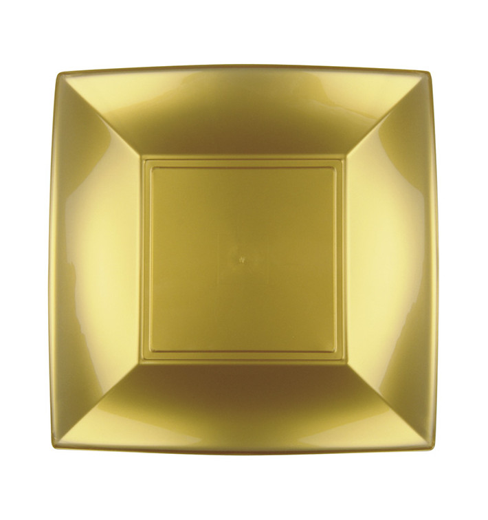 Plastic bord Plat goud "Nice" PP 18 cm (12 stuks) Plastic bord Plat goud "Nice" PP 18 cm (12 stuks)