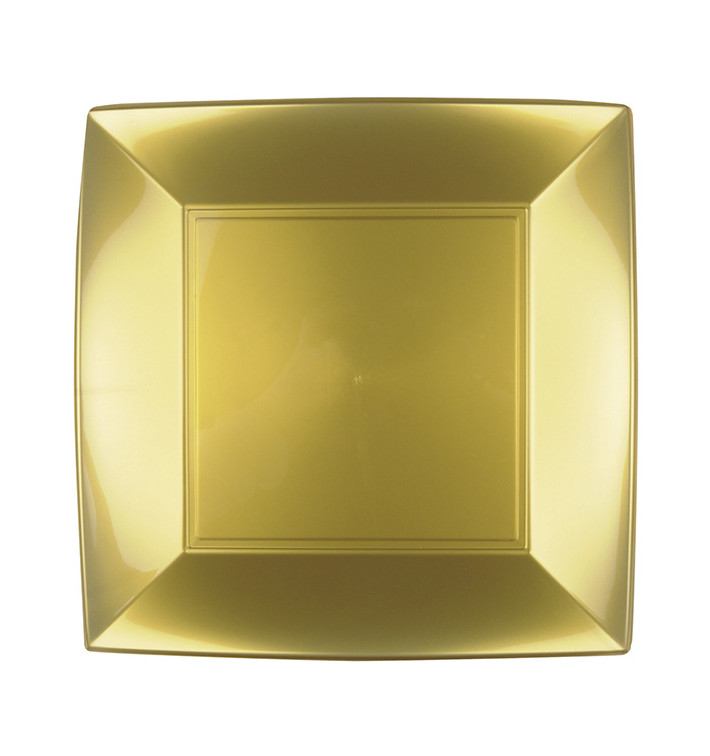 Plastic bord Plat goud "Nice" PP 23 cm (12 stuks) Plastic bord Plat goud "Nice" PP 23 cm (12 stuks)