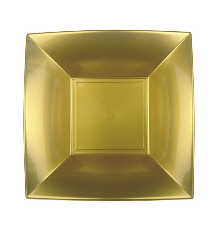 Plastic bord Diep goud "Nice" PP 18 cm (12 stuks) Plastic bord Diep goud "Nice" PP 18 cm (12 stuks)