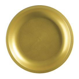 Assiette Plastique Réutilisable Plate Or PP Ø220mm (600 Utés)