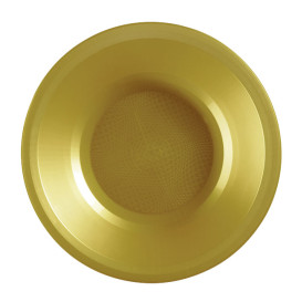 Assiette Plastique Réutilisable Creuse Doré PP Ø195mm (25 Utés)
