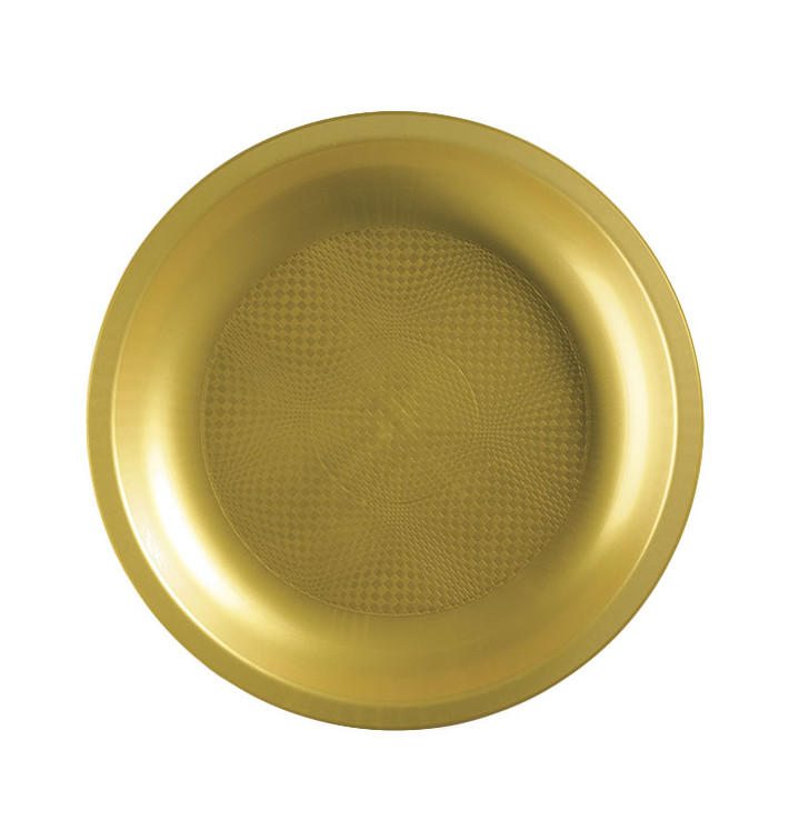 Plastic bord goud "Rond vormig" PP Ø29 cm (10 stuks) 