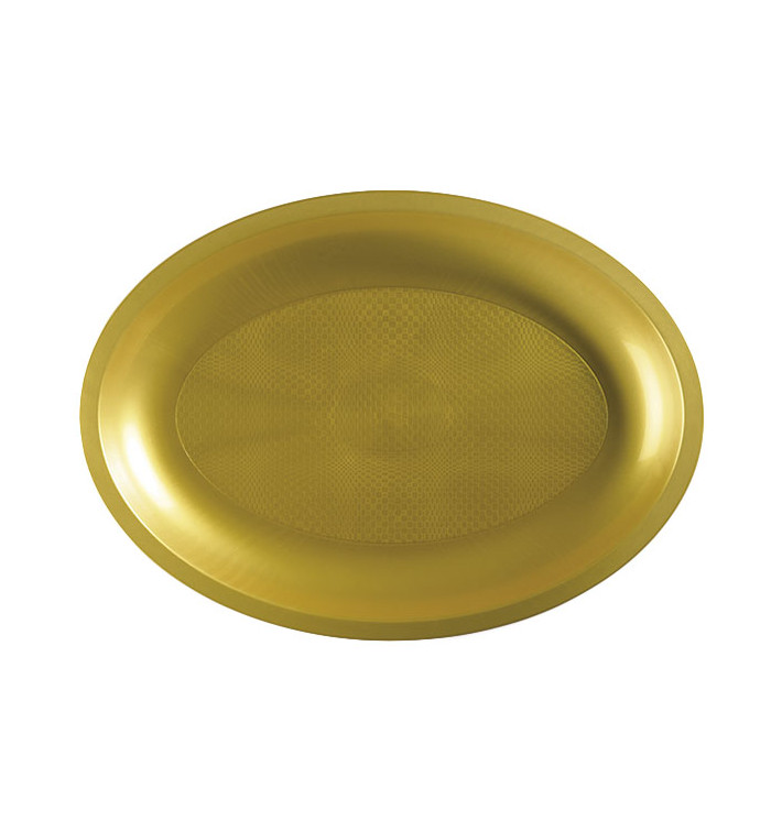Plateau Plastique Réutilisable Ovale Or PP 315x220mm (10 Utés) Plateau Plastique Réutilisable Ovale Or PP 315x220mm (10 Utés)