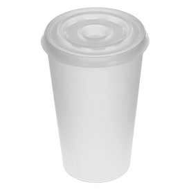 Plastic PS Deksel met rietsleuf Ø7,4cm voor Schuim beker 6 Oz/7 Oz en Papieren beker 6 Oz (100 stuks)