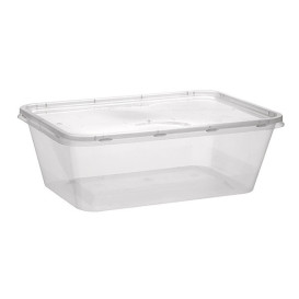 Plastic Container en Plastic Deksel PP Rechthoekige Vorm 1.000ml (50 Stuks)