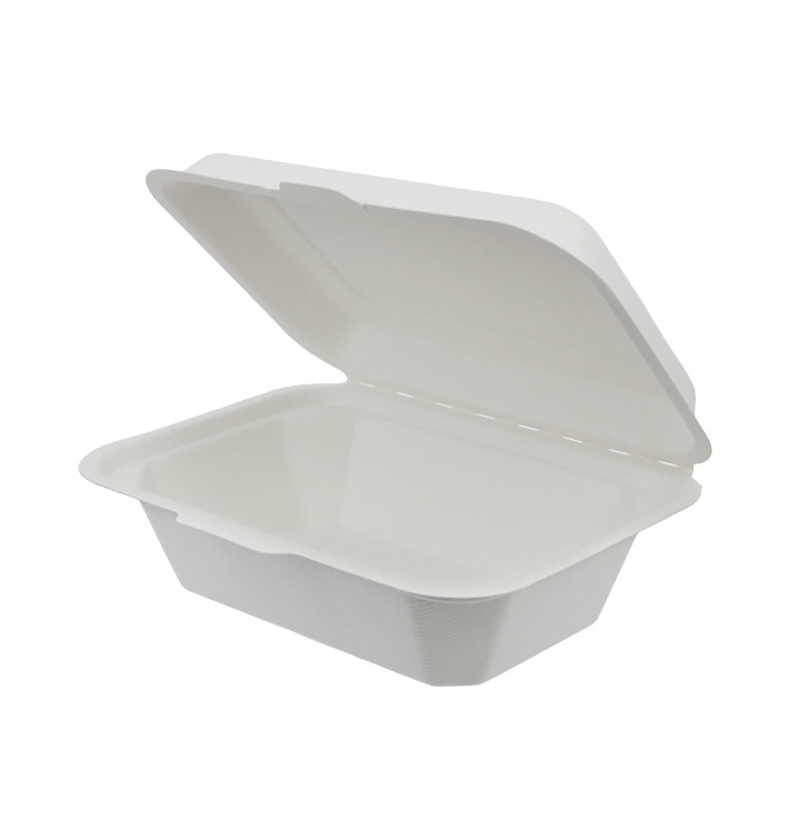 Suikerriet Gescharnierd Container "Menu Box" wit 13,6x18,2x6,4cm (300 stuks) Suikerriet Gescharnierd Container "Menu Box" wit 13,6x18,2x6,4cm (300 stuks)