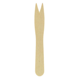 Mini Fourchette en bois Natural 8,5cm (1000 Unités)