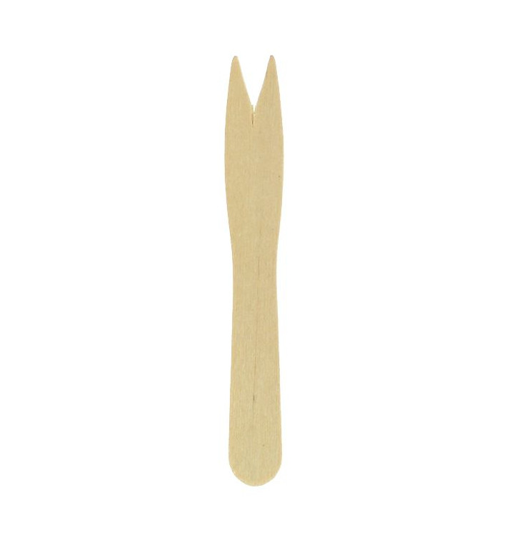 Mini Fourchette en bois Natural 8,5cm (1000 Unités)