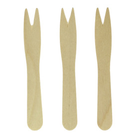 Mini Fourchette en bois Natural 8,5cm (1000 Unités)