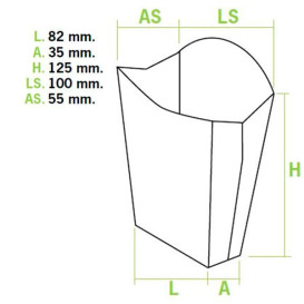 Papieren Container voor frietenkraft medium maat 8,2x3,5x12,5cm (25 stuks) 