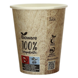 Gobelet Carton PLA BioWare 9Oz/270ml Ø8,0cm (50 Unités)