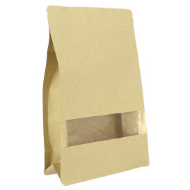 Sac StandUp Kraft avec fermeture et fenêtre 16+8x26cm (500 Utés)
