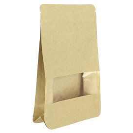 Papieren StandUp Kraft met zelfsluiting en venster 12+6x20cm (1000 stuks)