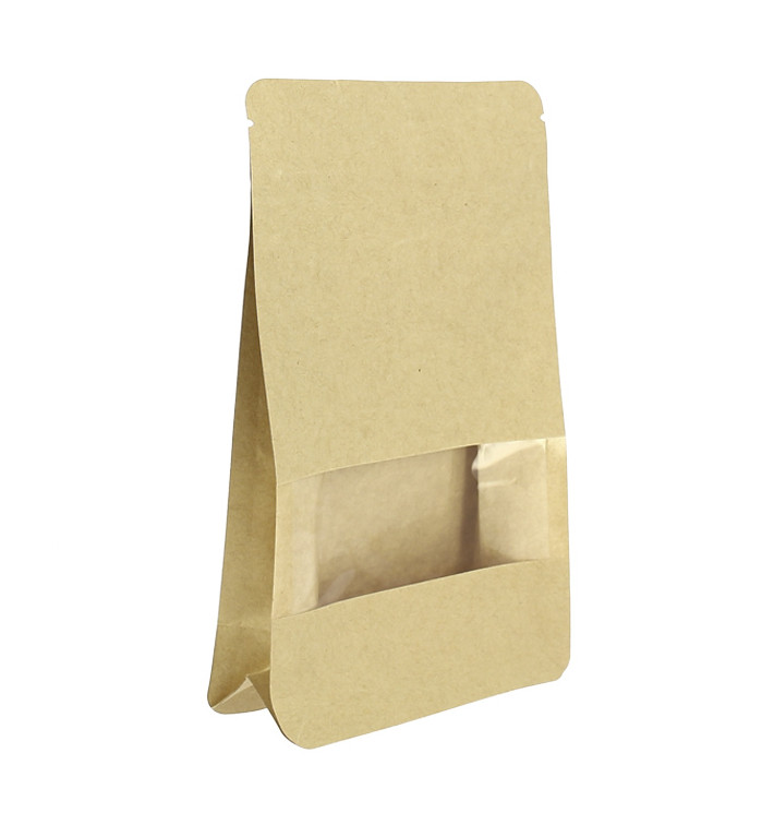 Sac StandUp Kraft avec fermeture et fenêtre 12+6x20cm (1000 Utés) Sac StandUp Kraft avec fermeture et fenêtre 12+6x20cm (1000 Utés)