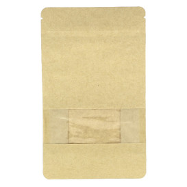 Sac StandUp Kraft avec fermeture et fenêtre 12+6x20cm (1000 Utés)
