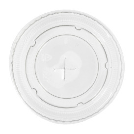 Courvercle PET plate avec croix Transparent Ø8,5cm (50 Utés)