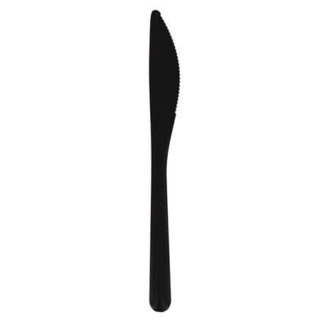 Couteau Réutilisable Durable PP Minéral Noir 18,5cm (1.000 Utés)