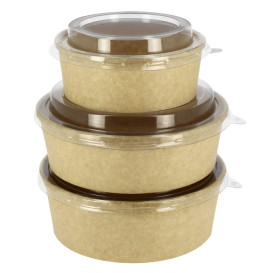 Pot en Carton Kraft-Kraft avec couvecle RPET 25 Oz/750 ml (50 Utés) Pot en Carton Kraft-Kraft avec couvecle RPET 25 Oz/750 ml (50 Utés)