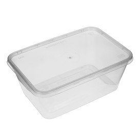 Plastic Container en Plastic Deksel PP Rechthoekige Vorm 1.000ml (50 Stuks)