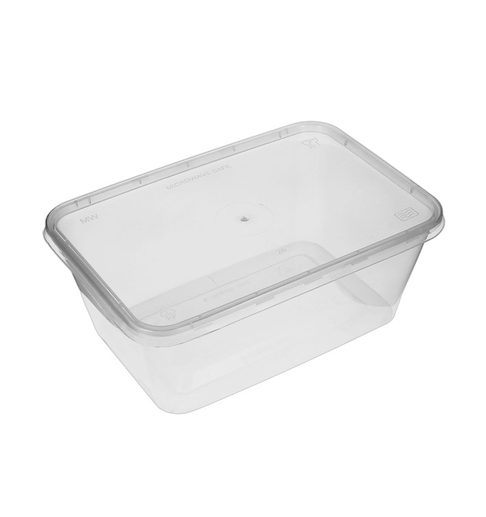 Plastic Container en Plastic Deksel PP Rechthoekige Vorm 1.000ml (50 Stuks)