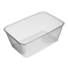 Plastic Container en Plastic Deksel PP Rechthoekige Vorm 1.000ml (50 Stuks)