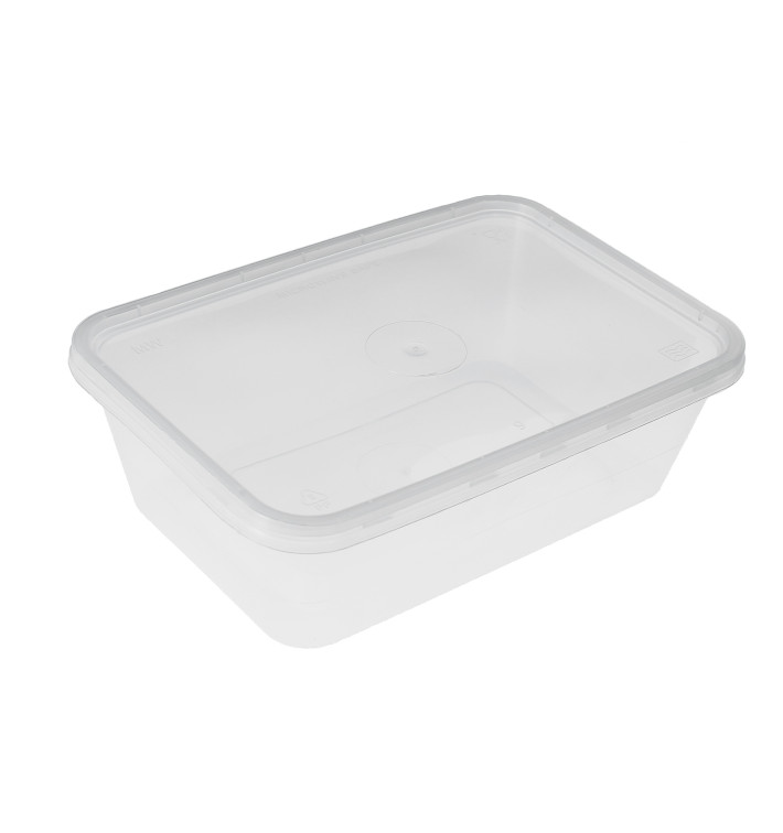 Plastic Container en Plastic Deksel PP Rechthoekige Vorm 750ml (50 Stuks) Plastic Container en Plastic Deksel PP Rechthoekige Vorm 750ml (50 Stuks)