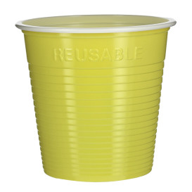 Plastic PS Shotje twee kleurig geel 230 ml (30 stuks) 