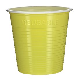 Plastic PS Shotje twee kleurig geel 230 ml (420 stuks)