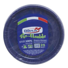 Assiette Plate Réutilisable Economique PS Bleu foncé Ø22cm (25 Utés)