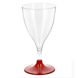 Herbruikbare PS Beker Water/Wijn Rood Voet 200ml 2P (6 Stuks)