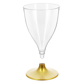 Herbruikbare PS Beker Water/Wijn Goud Voet 200ml 2P (48 Stuks)