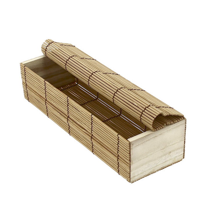 Bamboe sushi Container 23x8x6cm (24 stuks) Bamboe sushi Container 23x8x6cm (24 stuks)