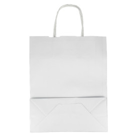 Sac en papier Blanc avec Anses Kraft 100g/m² 25+11x31cm (25 Utés)