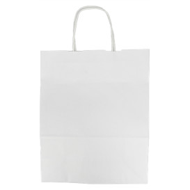 Sac en papier Blanc avec Anses Kraft 100g/m² 25+11x31cm (25 Utés)