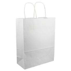 Sac en papier Blanc avec Anses Kraft 100g/m² 25+11x31cm (200 Utés)