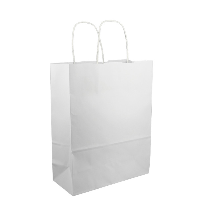 Sac en papier Blanc avec Anses Kraft 100g/m² 25+11x31cm (25 Utés)