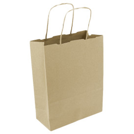Sac en papier avec Anses Kraft 100g/m² 18+8x24cm (25 Utés)