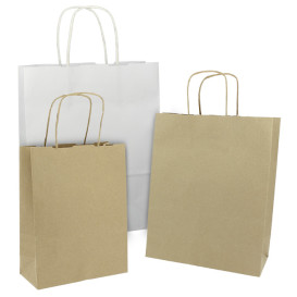 Sac en papier Blanc avec Anses Kraft 100g/m² 25+11x31cm (25 Utés)