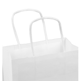 Sac en papier Blanc avec Anses Kraft 100g/m² 18+8x24cm (300 Utés)