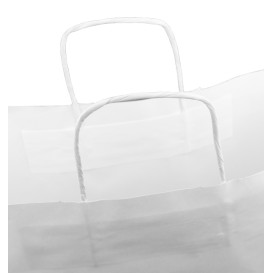 Sac en papier Blanc avec Anses Kraft 100g/m² 44+15x46cm (25 Utés)