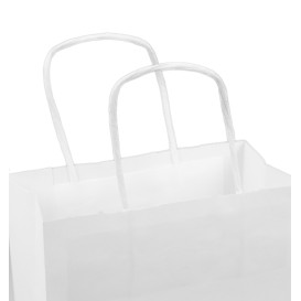 Sac en papier Blanc avec Anses Kraft 100g/m² 18+8x24cm (25 Utés)