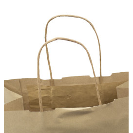 Sac en papier Kraft Marron avec Anses 100g/m² 27+14x26cm (25 Utés)