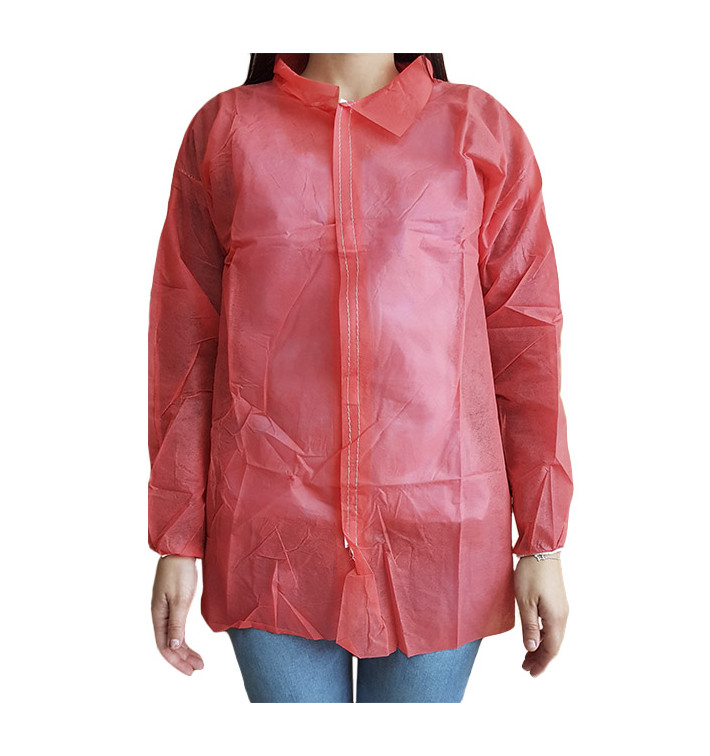 Blouse Cadet PP 35gr.Velcro et Sans Poches Rouge (1 Uté)