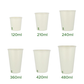 Gobelet en Carton sans Plastique 14 Oz/420ml Blanc Ø9cm (1.000 Utés)