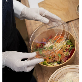 Pot en Carton Kraft-Kraft avec couvecle RPET 38 Oz/1140ml (25 Utés) Pot en Carton Kraft-Kraft avec couvecle RPET 38 Oz/1140ml (25 Utés)