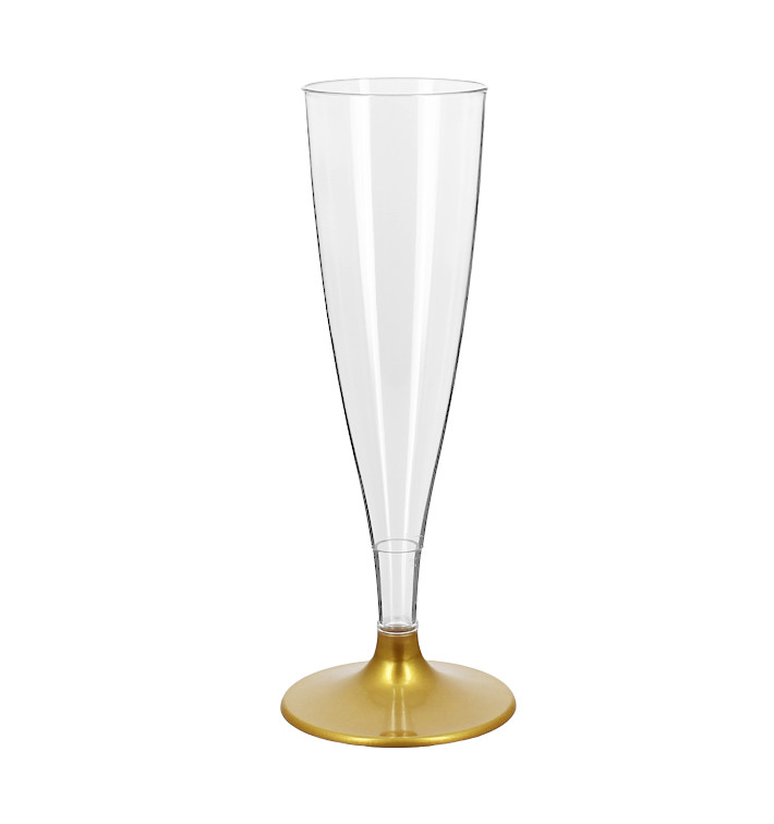 Herbruikbare Plastic Stam Fluitglas Mousserende Wijn Goud 140ml 2P (48 stuks) Herbruikbare Plastic Stam Fluitglas Mousserende Wijn Goud 140ml 2P (48 stuks)