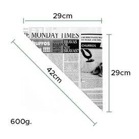 Papieren voedsel kegel Vetvrij "Times" 42cm 600g (250 stuks)