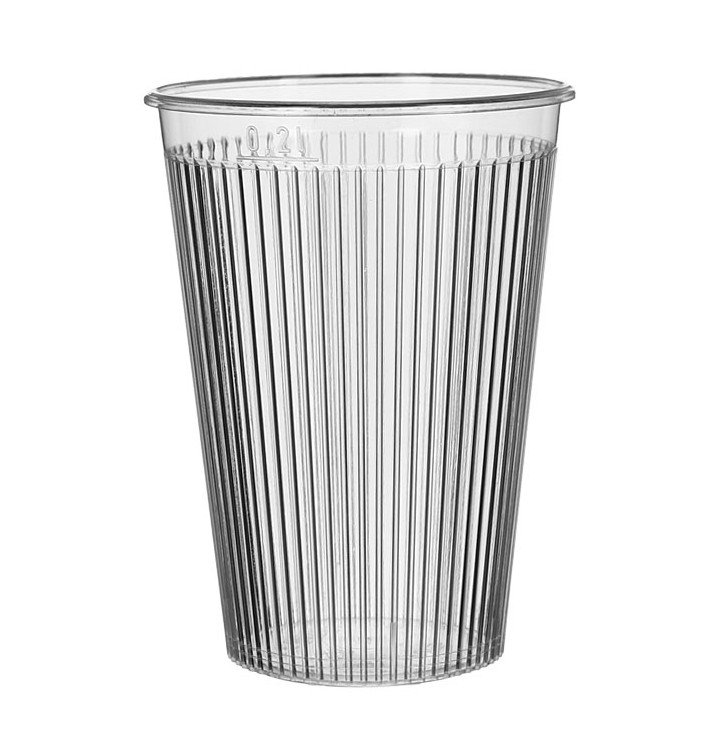 Plastic PS beker "Ribbed" transparant 200 ml (25 stuks) Plastic PS beker "Ribbed" transparant 200 ml (25 stuks)