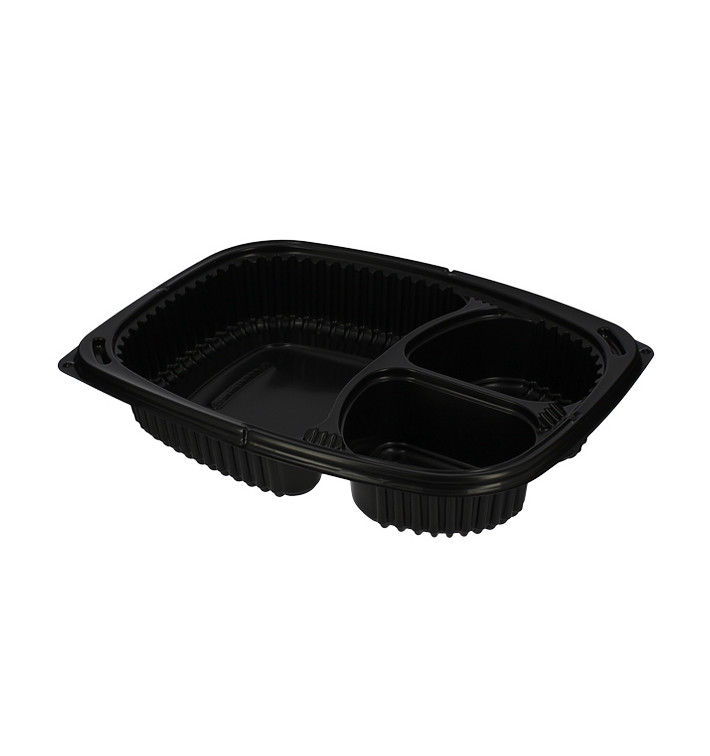 Barquette Rectangulaire PP Noir 3C 1250ml 255x189x45mm (40 Utés) Barquette Rectangulaire PP Noir 3C 1250ml 255x189x45mm (40 Utés)