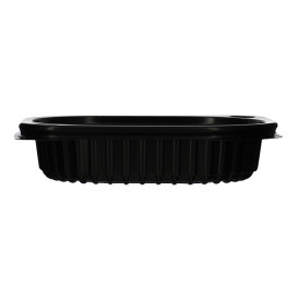 Barquette Rectangulaire PP Noir 250ml 142x111x31mm (640 Utés)